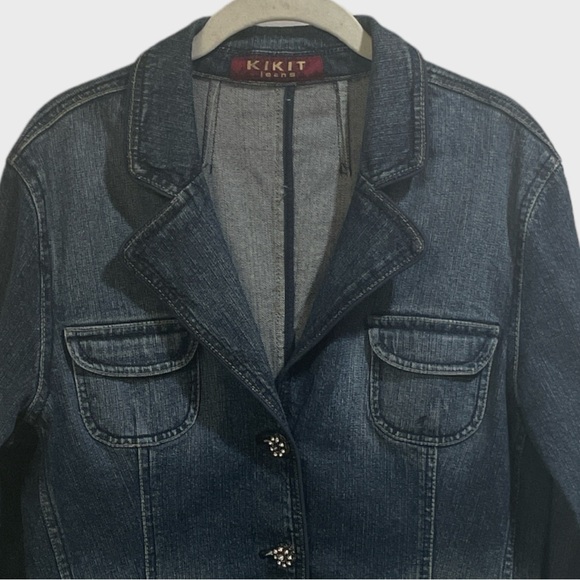 Vintage KitKit 70’s Jeweled button Jean Jacket size Large - Picture 4 of 11